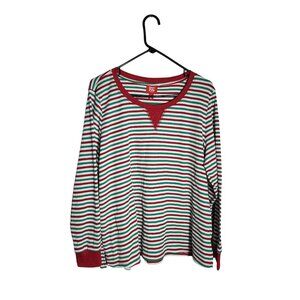 Macy's Family PJs Red Green & White Striped Long-Sleeve Thermal Top XXL